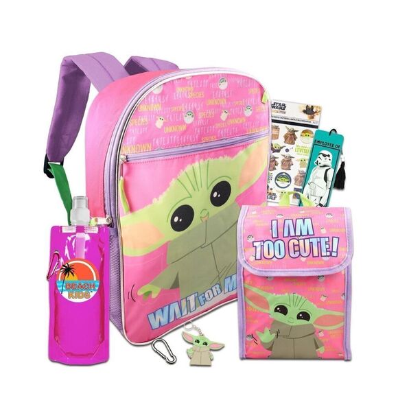 Fast Forward Baby Yoda Backpack with Lunch Box for Girls Set - Picture 1 of 6